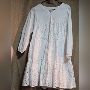 ZARA Elegant White Eyelet Kids Dress